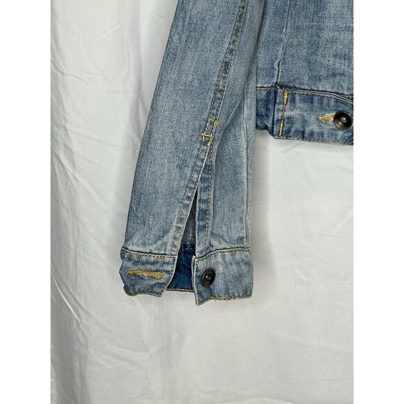 Women’s Angel Kiss Vintage Med Wash Denim Jacket with Patchwork, Sz M - Picture 7 of 9